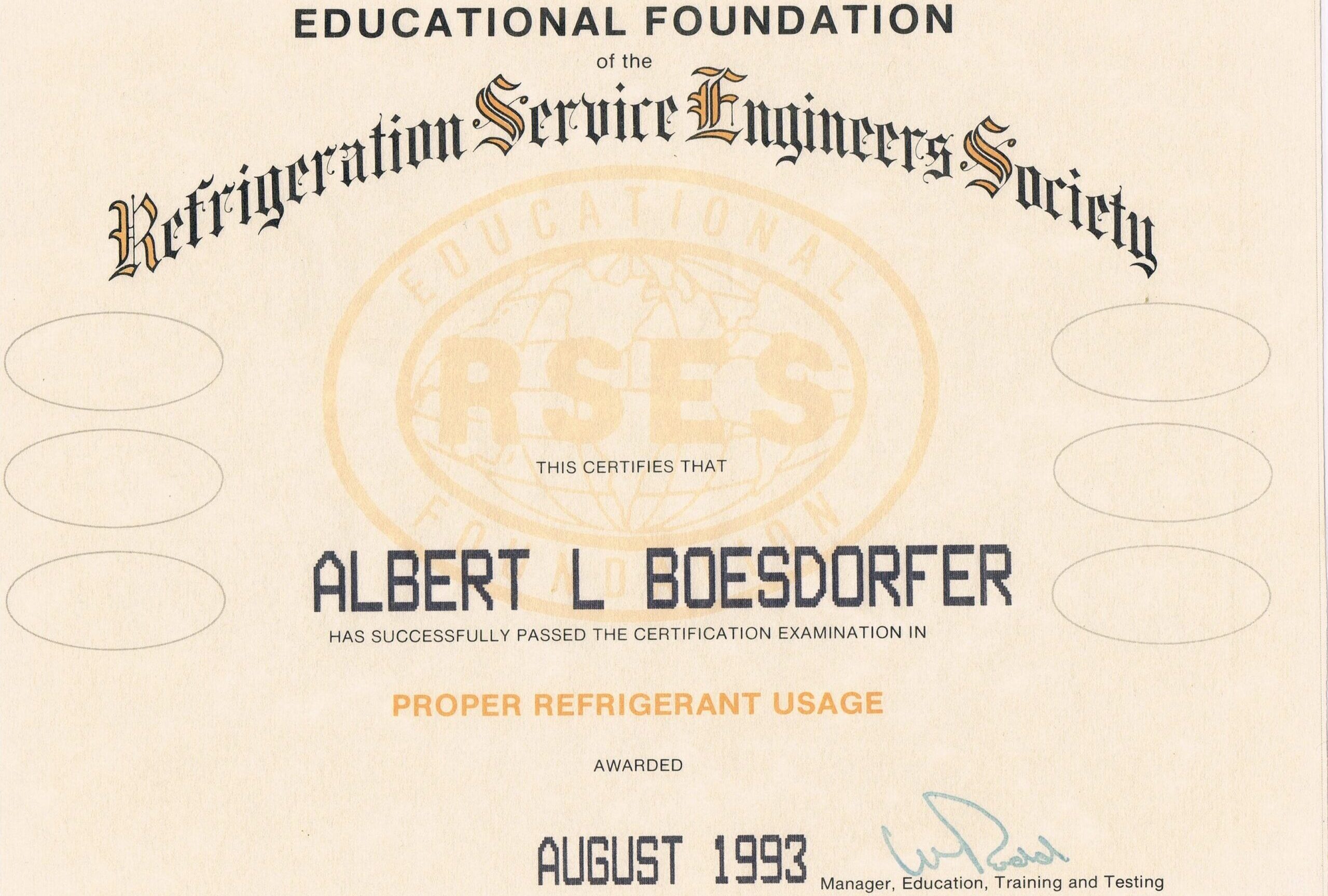 RSES refrigerant license
